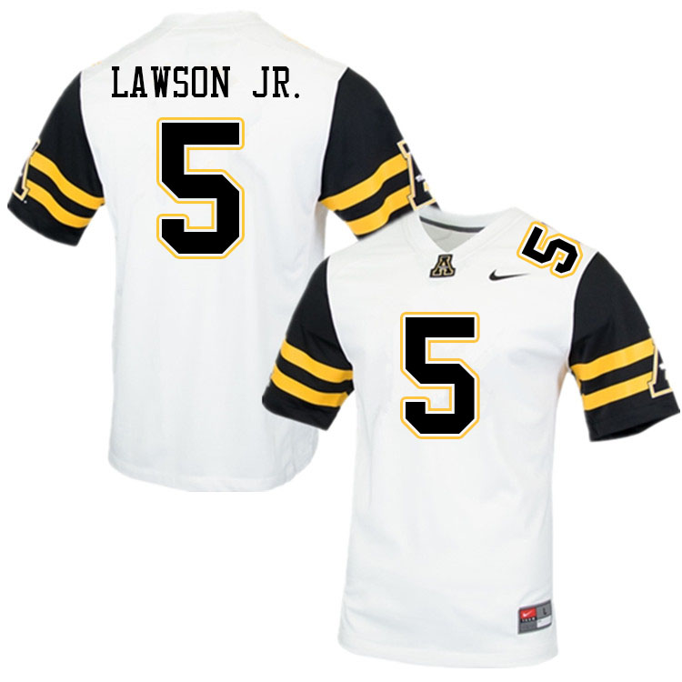 Men #5 Dexter Lawson Jr. Appalachian State Mountaineers College Football Jerseys Sale-White - Click Image to Close
